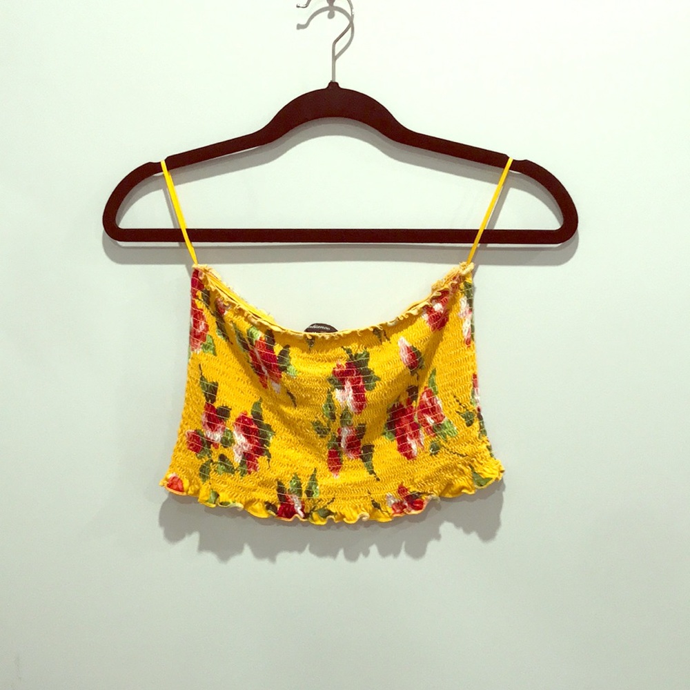 Flowered yellow tube top
